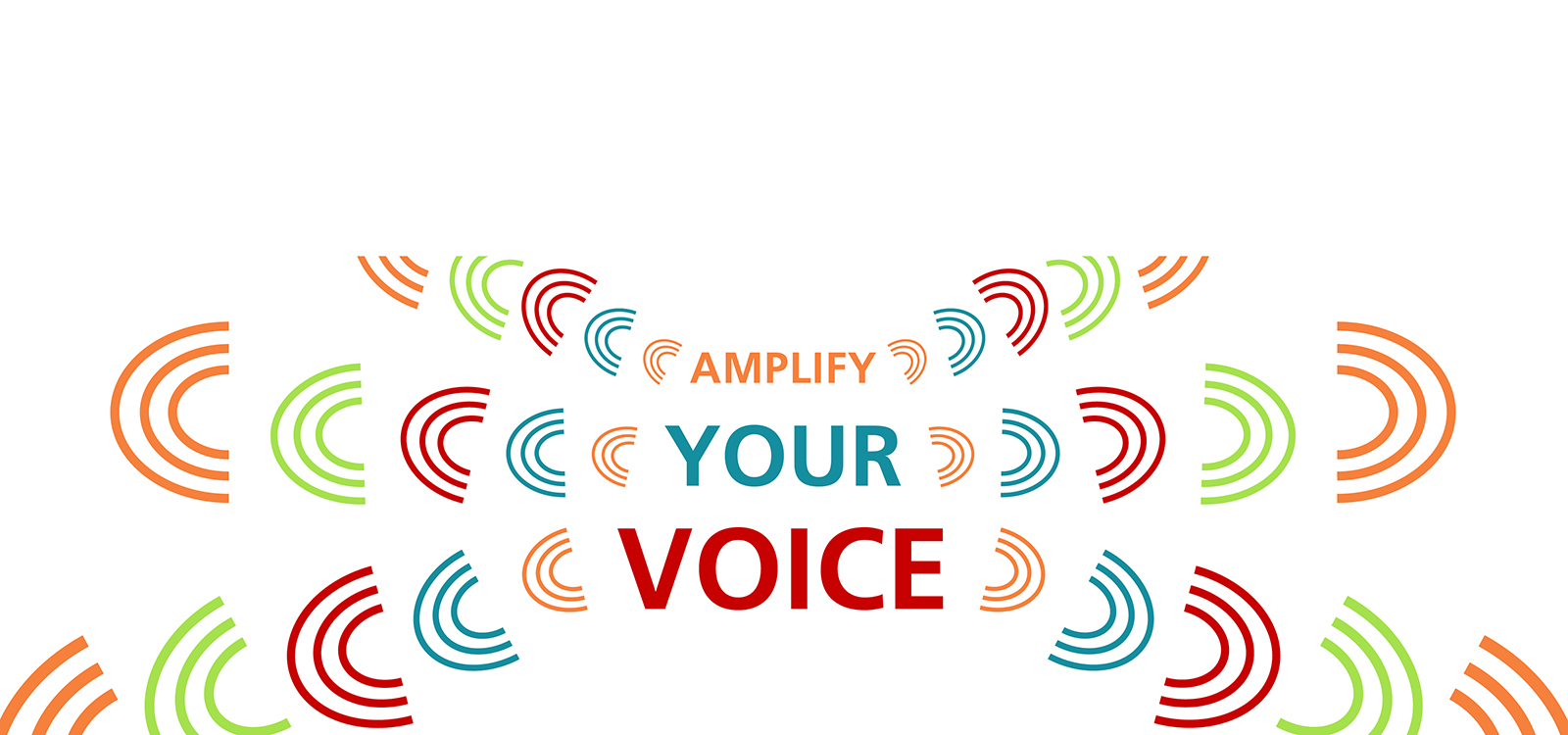 Colorful raphic of nonprofit marketing services amplifying your voice