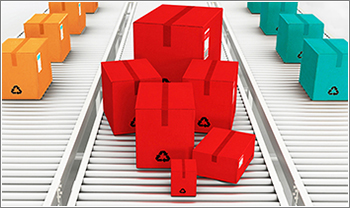 Conveyer belt delivering colorful boxes as metaphor for nonprofit marketing and communications retainer plans