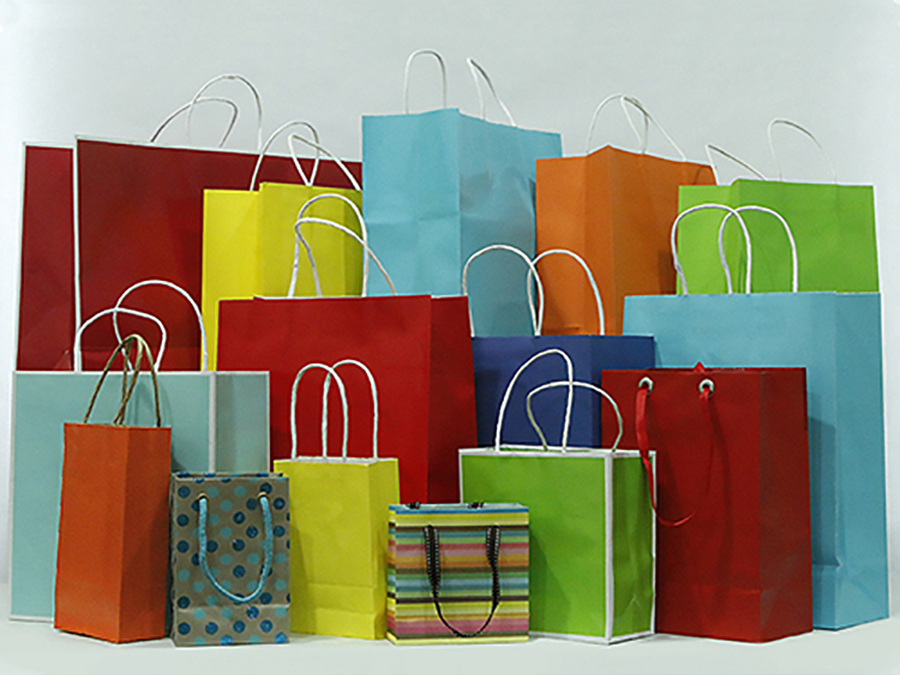 Colorful shopping bags as metaphor for communications retainer plans