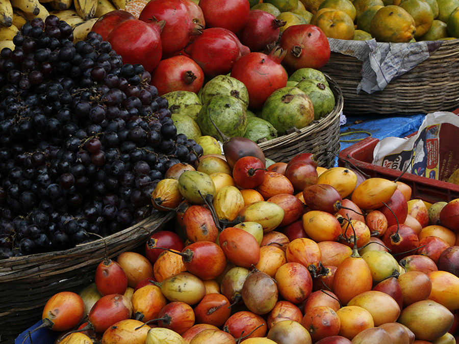 Lush fruit at market as metaphor for engaging content marketing